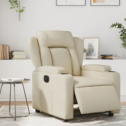 vidaXL Πολυθρόνα Relax με Υποπόδιο Ανακλινόμενη Δερματίνη Μπεζ 3204531