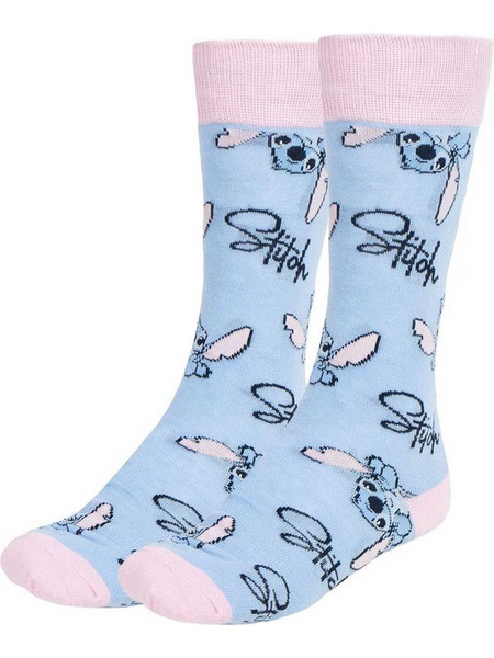 Cerda Disney Stitch Βαμβακερές Γυναικείες Κάλτσες Γαλάζιες με Σχέδια 2900002424