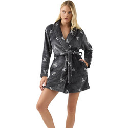 Minerva Γυναικεία Ρόμπα Χειμωνιάτικη Fleece Μαύρη 96-52706