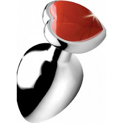 XR Brands Jasper Heart Large Πρωκτική Σφήνα Diamond Plug Ασημί Κόκκινη