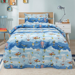 Lino Home Cloud Chasers Σετ Παιδική Παπλωματοθήκη Μονή Βαμβακερή 160x240 Γαλάζια Μπλε