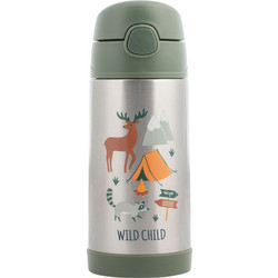 Stephen Joseph Outdoor Παιδικό Παγούρι Θερμός Ανοξείδωτο BPA Free με Καλαμάκι Χακί 350ml