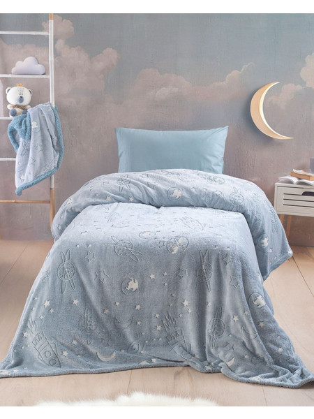 Rythmos Oddity Luminus Παιδική Κουβέρτα Fleece Φωσφοριζέ 160x220 Γαλάζια