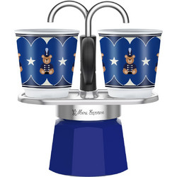 Bialetti Moka Set Mini Express MR Joyful Memories Μπρίκι Espresso 2Cups Μπλε