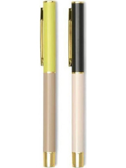 Colour Block Off White & Taupe Σετ Στυλό Διαρκείας Μαύρο 2τμχ DCBS-1010EU