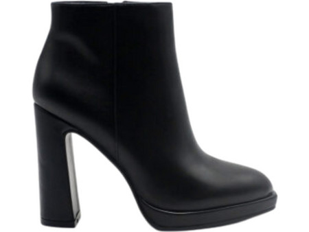 Envie Shoes Γυναικεία Μποτάκια Αστραγάλου Δερμάτινα Μαύρα με Χοντρό Πολύ Ψηλό Τακούνι E45-22411-36