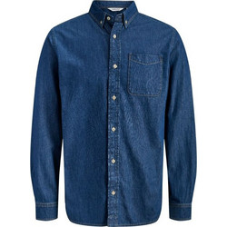 Jack & Jones Ανδρικό Πουκάμισο Τζιν Μακρυμάνικο Κανονική Γραμμή Overshirt Μπλε 12290084
