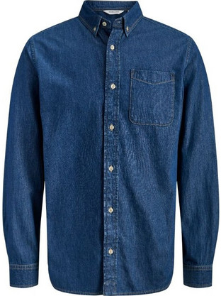 Jack & Jones Ανδρικό Πουκάμισο Τζιν Μακρυμάνικο Κανονική Γραμμή Overshirt Μπλε 12290084