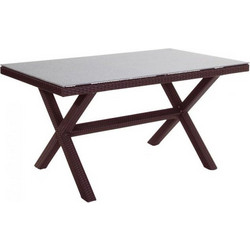 Aria Trade Ορθογώνιο Τραπέζι Κήπου Rattan Καφέ 150x74x90cm 970321
