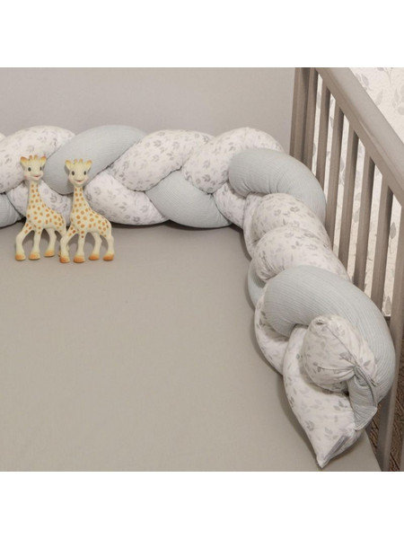 Sophie La Girafe Des 507 Πάντα Κούνιας Πλεξούδα Λευκό Γκρι 20x200cm