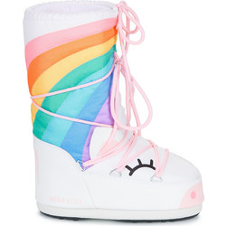 Moon Boot Παιδικές Μπότες Χιονιού Λευκές Πολύχρωμες Αδιάβροχες με Γούνα 3400270-AV20