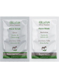 Kalliston Bio Olive Oil Donkey Milk Hydra Κρεμώδης Μάσκα Προσώπου για Ενυδάτωση με Υαλουρονικό 2x8ml