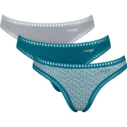 Sloggi Go Crush Βαμβακερά Γυναικεία String με Δαντέλα 3Pack 10219704-V022