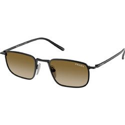 Prada PRD52S 1AB20U Ανδρικά Γυαλιά Ηλίου Τετράγωνα Μεταλλικά Μαύρα με Καφέ Φακό