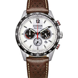 Citizen Eco-Drive Racing Ανδρικό Ρολόι Χρονογράφος Solar με Καφέ Δερμάτινο Λουράκι CA4714-04A