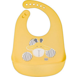 Saro Yum Giraffe Αδιάβροχη Σαλιάρα Σιλικόνης με Κουμπί & Τσέπη 6m+ Κίτρινη