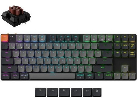 Keychron K1 QMK V6 Ασύρματο Μηχανικό Gaming Πληκτρολόγιο TenKeyLess με Keychron Milk POM Brown Διακόπτες RGB Black