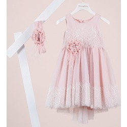 Piccolino Marcella Βαπτιστικό Φόρεμα 2τμχ DR26S191.PINK