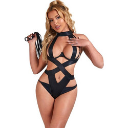 Subblime Sexy Κορμάκι String Σατέν Μαύρο D-239925