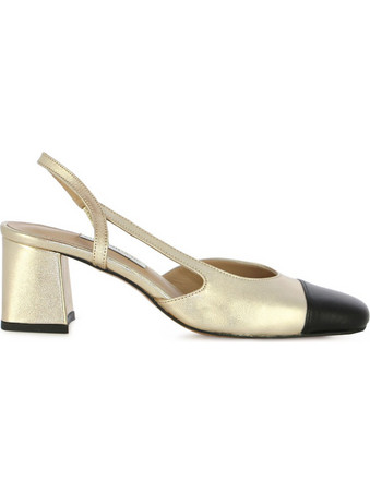 Guy Laroche Γόβες Slingback Δερμάτινες με Χοντρό Χαμηλό Τακούνι Χρυσές 802S2600053N