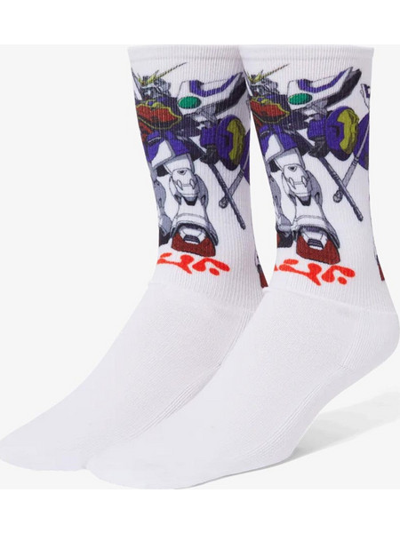 Huf Shenlong Gundam Ανδρικές Κάλτσες Ψηλές με Σχέδια Λευκές SK00841