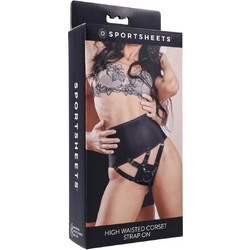 Sportsheets High Waisted Corset Harness Strap On Μαύρο
