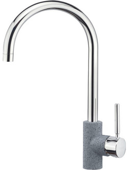 Sanitec Doppio Metallic Silver Μπαταρία Κουζίνας Πάγκου Διπλής Παροχής Ανάμεικτη Γκρι