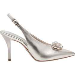 Tamaris Γόβες Slingback Δερμάτινες με Τακούνι Στιλέτο με Στρας Ασημί 1-29604-46-957