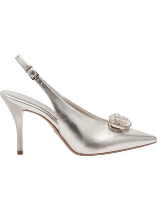 Tamaris Γόβες Slingback Δερμάτινες με Τακούνι Στιλέτο με Στρας Ασημί 1-29604-46-957