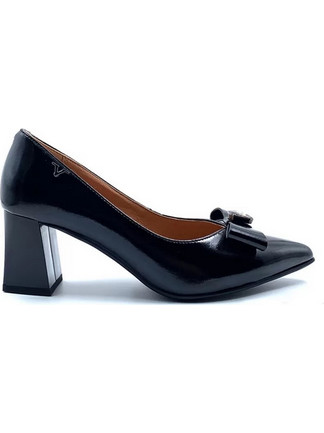 Versace 19V69 Γόβες Λουστρίνι με Χοντρό Ψηλό Τακούνι & Φιόγκο Μαύρες 1848-3211