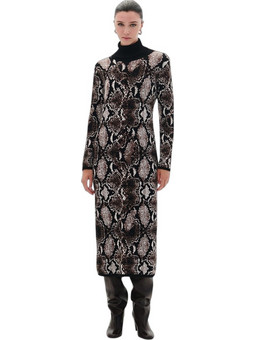 Combos Knitwear Midi Καθημερινό Φόρεμα Μεταξωτό Μαύρο W6THDZ0044