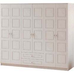 Hanah Home Εξάφυλλη Ντουλάπα Ρούχων Λευκή 210x52x180cm 167RAB1175