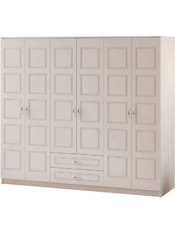 Hanah Home Εξάφυλλη Ντουλάπα Ρούχων Λευκή 210x52x180cm 167RAB1175