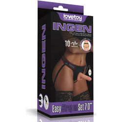 Lovetoy Ingen 7" Easy Harness Vibrating Strap On με Dildo 18cm Flesh