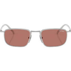 Prada PR52S 1BC80W Ανδρικά Γυαλιά Ηλίου Τετράγωνα Μεταλλικά Ασημί με Ροζ Φακό