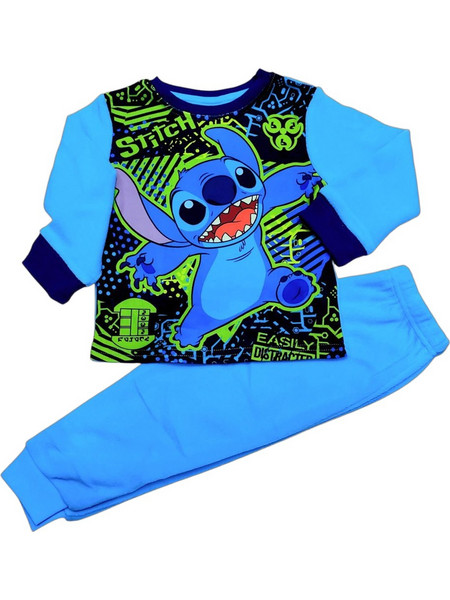 Disney Lilo & Stitch Παιδική Πιτζάμα Fleece Χειμωνιάτικη Γαλάζια Navy Μπλε LIS5204