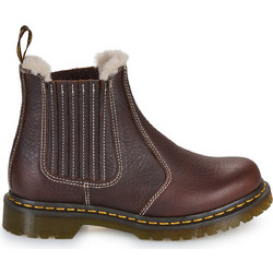 Dr. Martens 2976 Leonore II Γυναικεία Μποτάκια Chelsea Δερμάτινα Καφέ με Χοντρό Χαμηλό Τακούνι και Γούνα 41418200