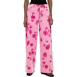 Desigual Ψηλόμεσο Γυναικείο Τζιν Παντελόνι Relaxed Εφαρμογή Φούξια 26SWDD07-3067