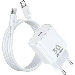 Remax RP-U71 Φορτιστής με Καλώδιο USB-C με Θύρα USB-A & Θύρα USB-C 30W Quick Charge 3.0 & Power Delivery