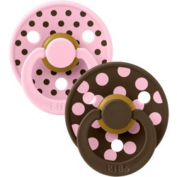 BIBS Studio Colour Πιπίλες Καουτσούκ 0-6m Polka Baby Pink Mocha 2τμχ