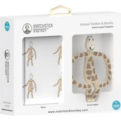 Matchstick Monkey Σετ Δώρου για Νεογέννητα Giraffe Λευκό Μπεζ 2τμχ