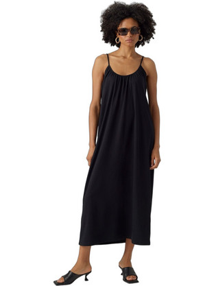 Vero Moda Midi Καλοκαιρινό Καθημερινό Φόρεμα Μαύρο 10286077