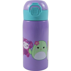 Gim Squishmallows Παιδικό Παγούρι Ανοξείδωτο BPA Free με Καλαμάκι Μωβ 500ml