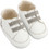 Babywalker Βαπτιστικά Sneakers Αγκαλιάς για Αγόρι Δερμάτινα Λευκά Γκρι MI1137