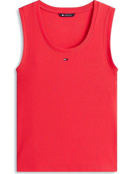 Tommy Jeans Γυναικείο Καλοκαιρινό Top Ριπ Κόκκινο DW0DW20673-XK3