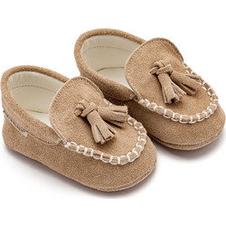 Babywalker Βαπτιστικά Loafers Αγκαλιάς για Αγόρι Δερμάτινα Μπεζ MI1130