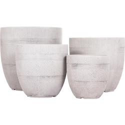 HomeMarkt Gardener Σετ Γλάστρες Στρογγυλές Fiberclay Λευκές Γκρι 44x43cm 4τμχ HM4719
