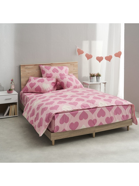 Charalambidis Textiles Σεντόνι Μονό 160x260 Salonica Love Ροζ