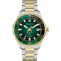 Bulova Marine Star Ανδρικό Ρολόι Αυτόματο με Ασημί Χρυσό Καουτσούκ Λουράκι 98B467