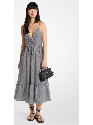 Michael Kors Midi Καλοκαιρινό Βραδινό Φόρεμα Μαύρο MS683DHKQP-048